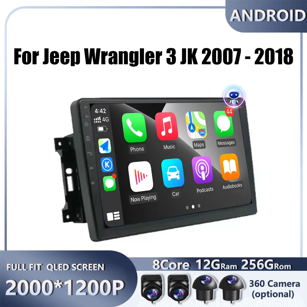 

10“ 4G For Jeep Wrangler 3 JK 2007 - 2018 Car Android OS Radio Stereo Multimedia Video GPS Navigation Player QLED screen BT 5.0