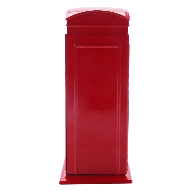 Metal Red British English London Telephone Booth Bank Coin Bank Saving Pot Piggy Bank Red Phone Booth Box 140X60X60Mm