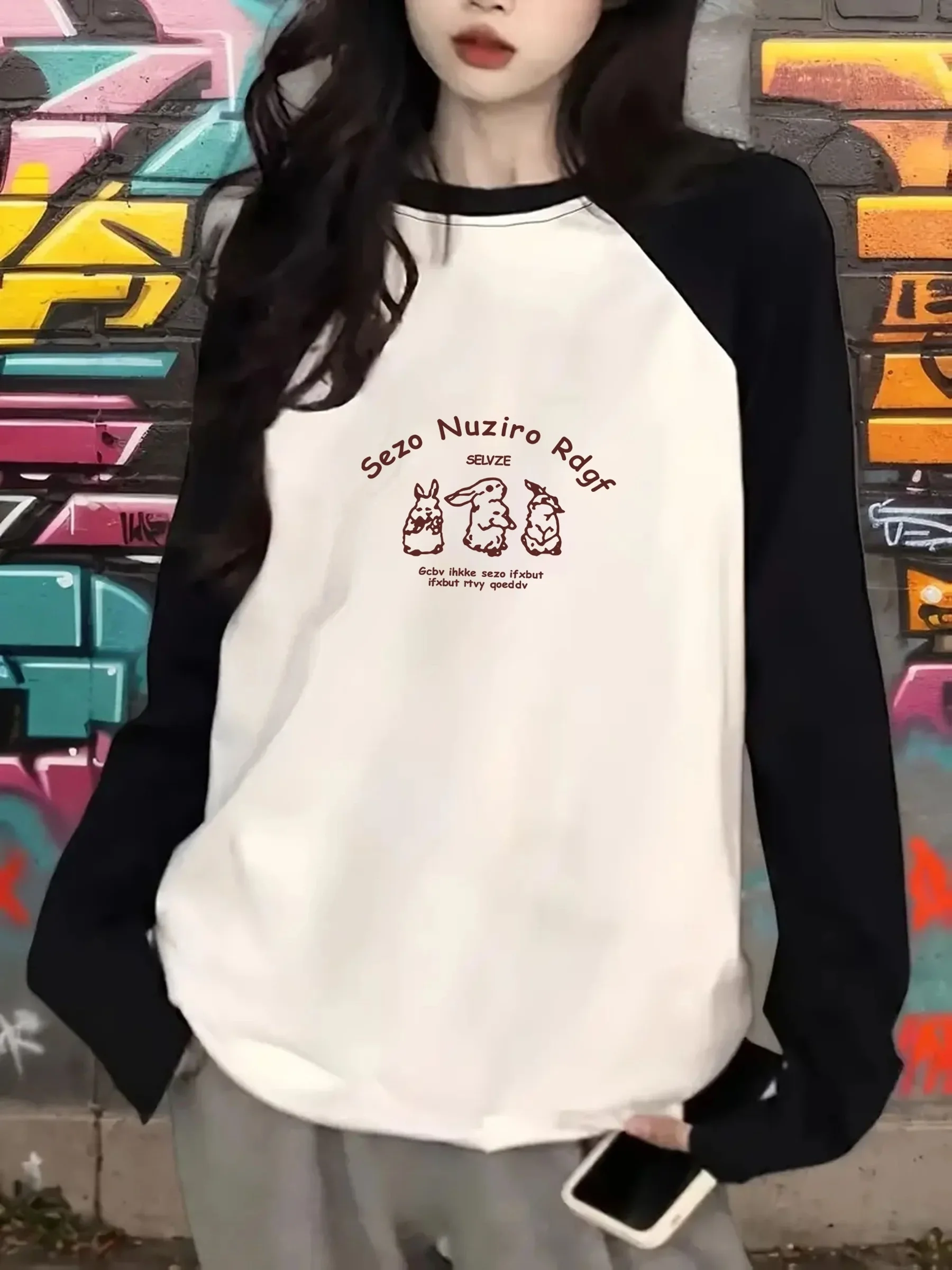 Y2K Lazy Style Outerwear T-shirt Trendy Casual Raglan Sleeve T Shirt Ins-Style Chic Inner Layer Tops Women's Fashion Clothes 90s