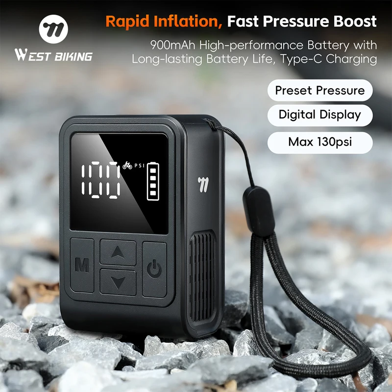 

WEST BIKING мотоциклетный электрический воздушный насос 130PSI портативный цифровой дисплей воздушный насос для шин велосипедный скутер баскетбольный воздушный насос