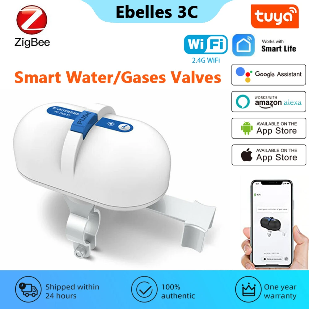 

Tuya ZigBee Water/Gases Valves Intelligent Valves Home Alarm System Smart Life APP Remotes Control Works With Alexa Google