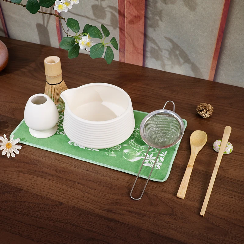 

Hot Selling New Matcha Set Vintage 8PCS Ceramic Bowl Bamboo Whisk Complete Making Tools For Gift Giving Premium Matcha Kit