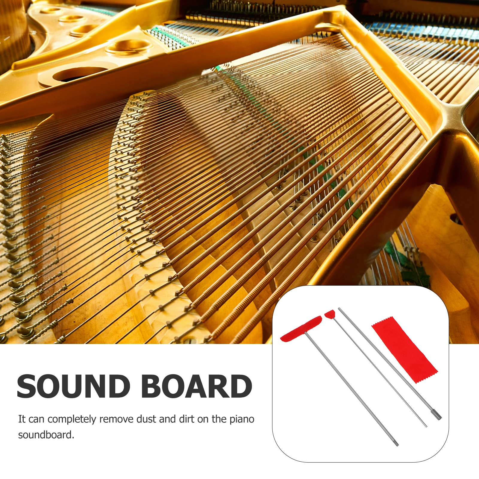 

1 set Piano Cleaning Kit Large Shovel Small Shovel Extension Rod Soundboard Maintenance Durable Tools Stainless Steel Musical