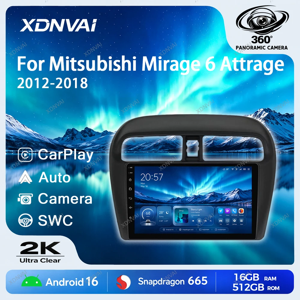 Android 16 Video Player For Mitsubishi Mirage 6 Attrage 2012 2013 2014 2015 2016 2018 Multimedia Car Radio BT Autoradio GPS RDS