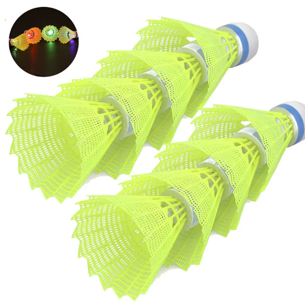 

4Pcs LED Light Up Badminton Shuttlecocks Nylon Body Cork Tip Strong Hitting Resistance Fine Craftsmanship Activity