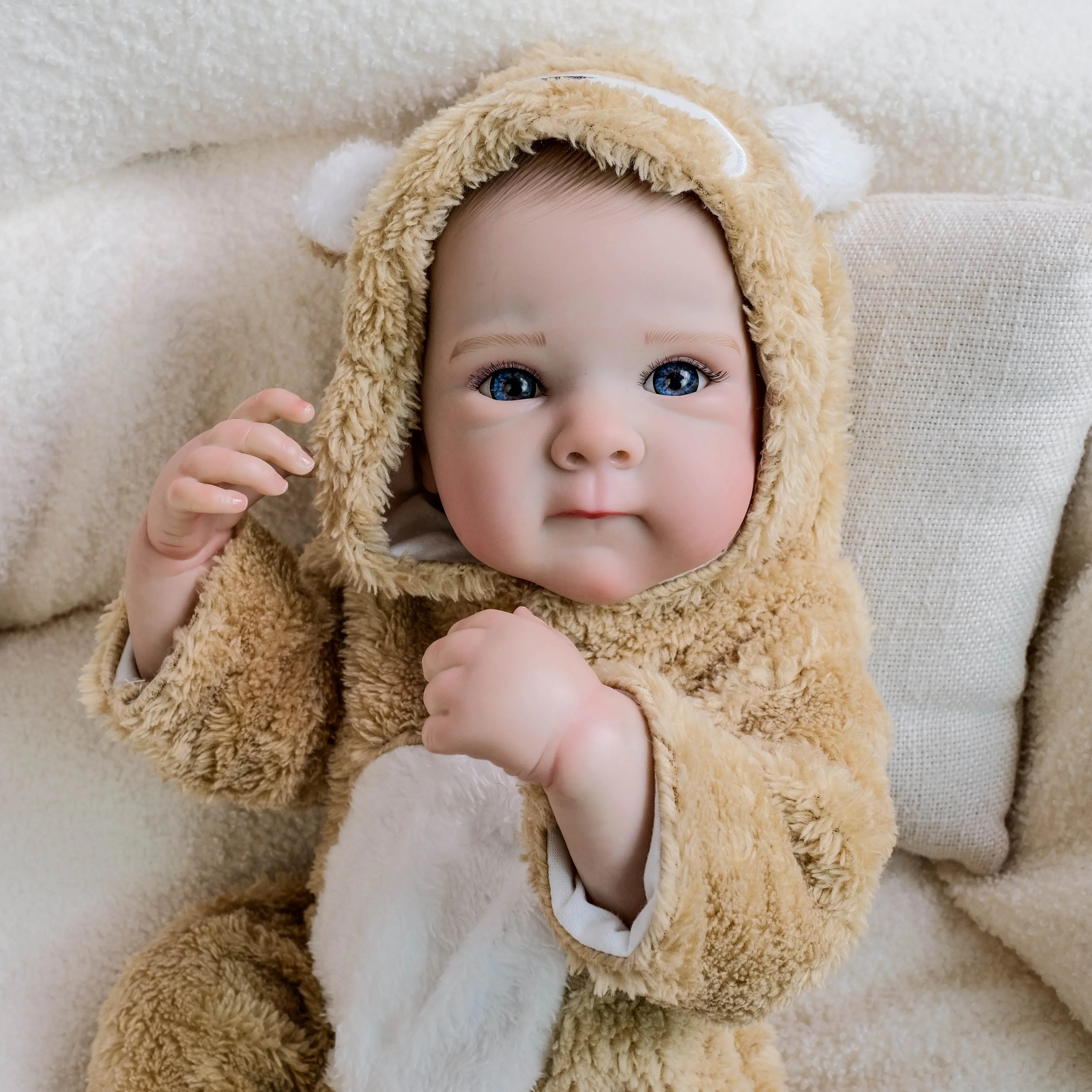 19inch Bettie Full Vinyl Body Lifelike Newborn Cuddly Reborn Baby Doll Multiple Layers Painting 3D Skin With Hand Draw Hair
