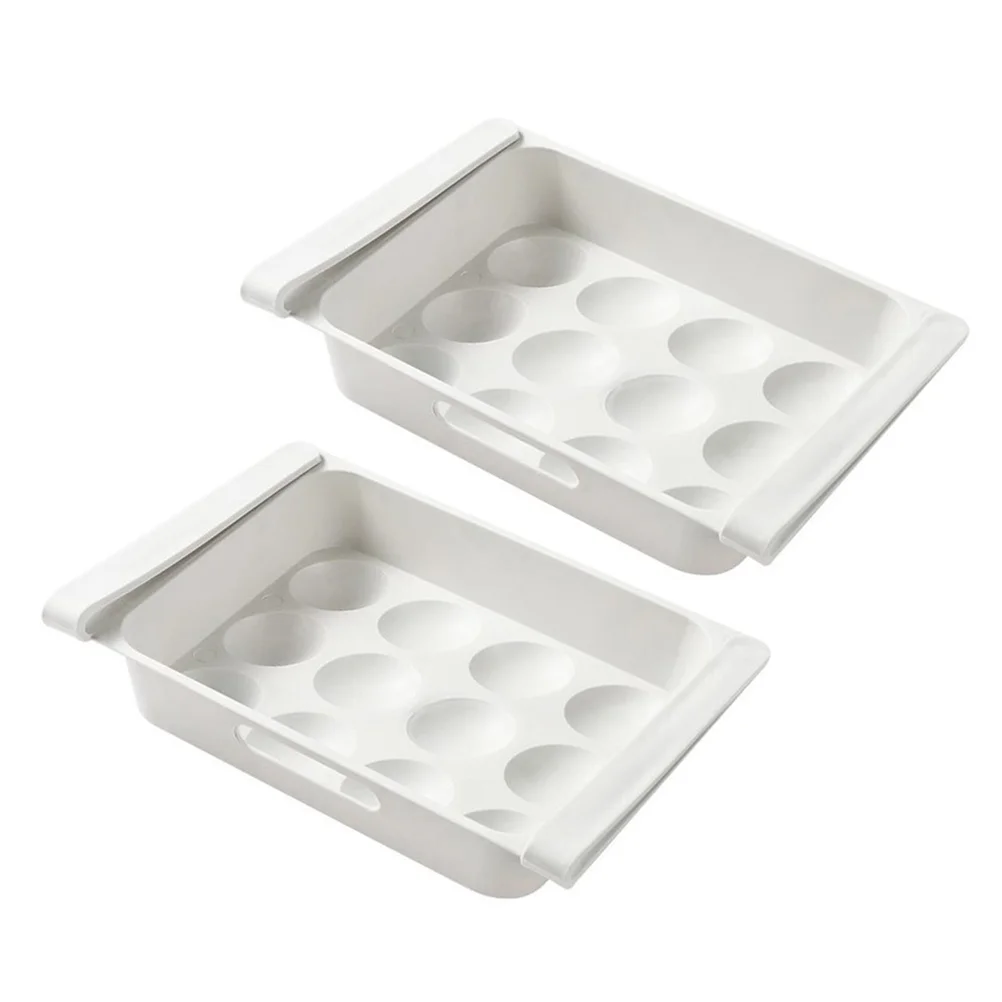 2 Pcs Drawer Storage Box Egg Container Freezer Organizer Eggs Containers Refrigerator Plastic under Cabinet for