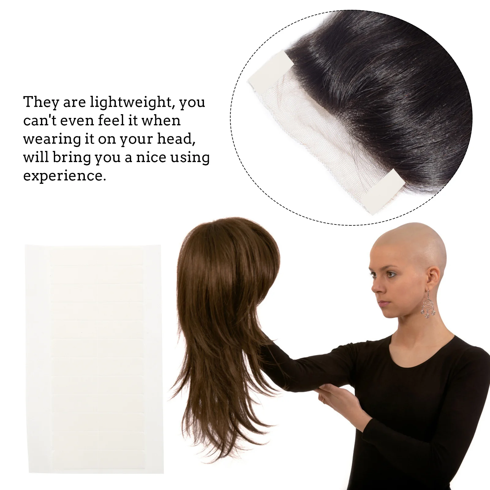 5 أوراق شريط لاصق لاصق مزدوج الجوانب لاستبدال نظام الشعر الأمامي من الدانتيل عقد قوي #6