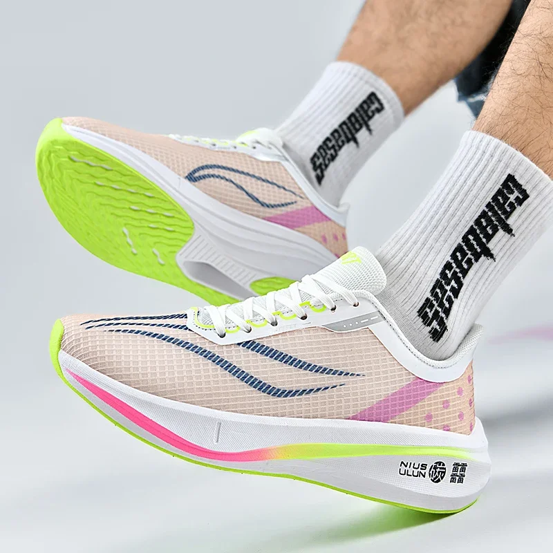 

Men Running Shoes Carbon Board Speciality Marathon Sports Breathable Lightweight Women's Comfortable Athletic Nonskid Sneakers