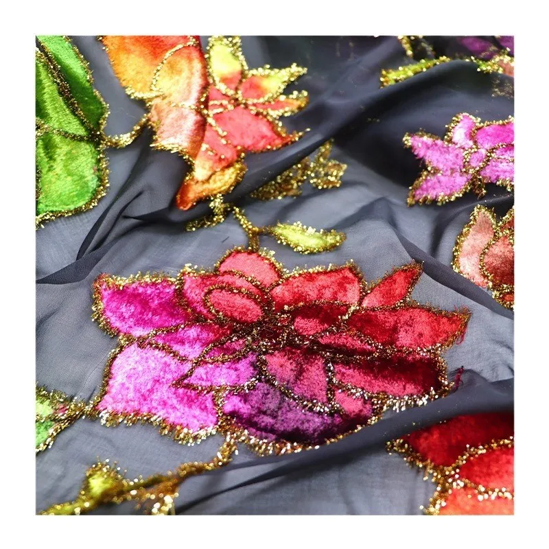 Woven velvet brocade jacquard hand-painted fabric high-end custom dress cheongsam