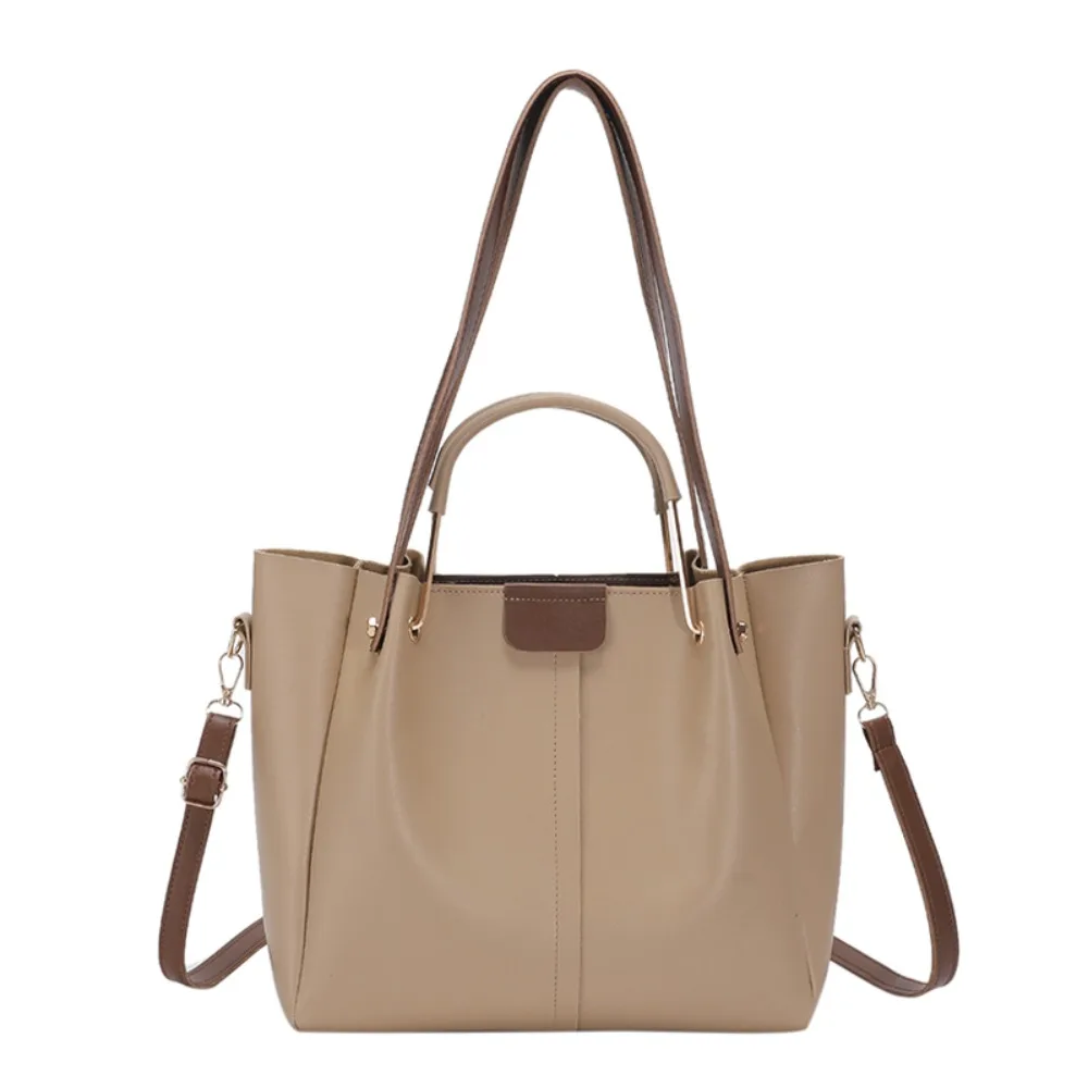 

Portable PU Leather Tote Bag Solid Color Chill Women Shoulder Bag Handbag Large Capacity Crossbody Bag Travel