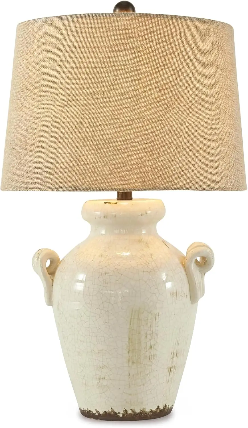 27-Inch Farmhouse Ceramic Table Lamp, Cream