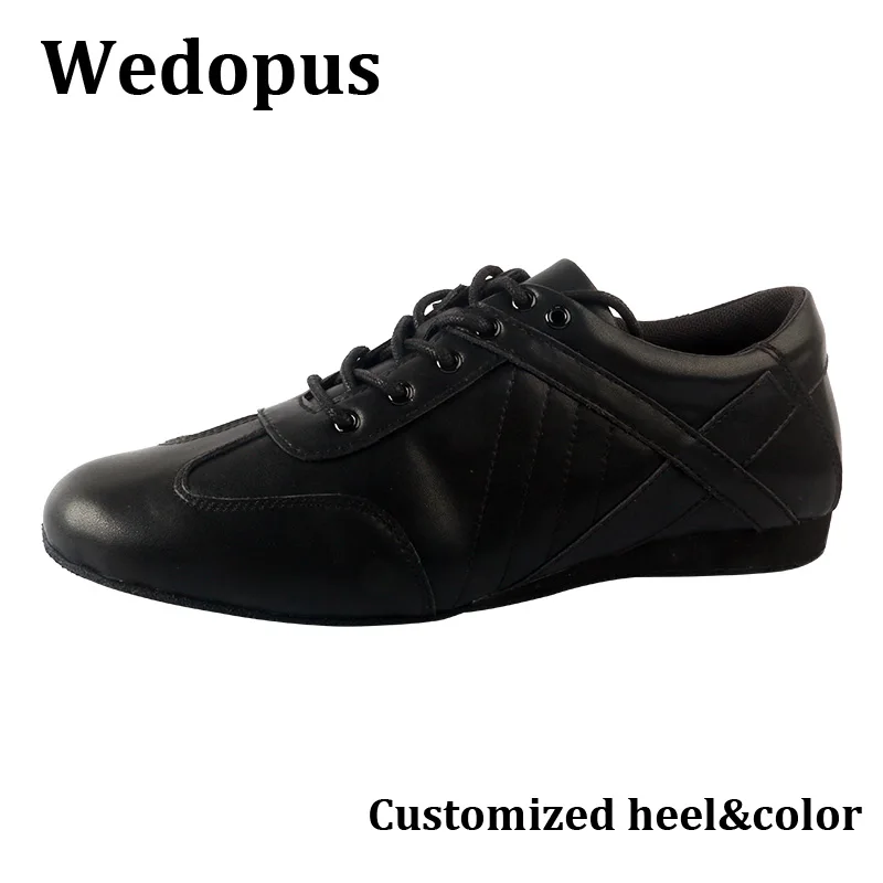 Wedopus, zapatos planos de baile de salón para hombre de alta calidad, zapatillas de baile de suela suave de cuero genuino, zapatos de baile de línea cómodos