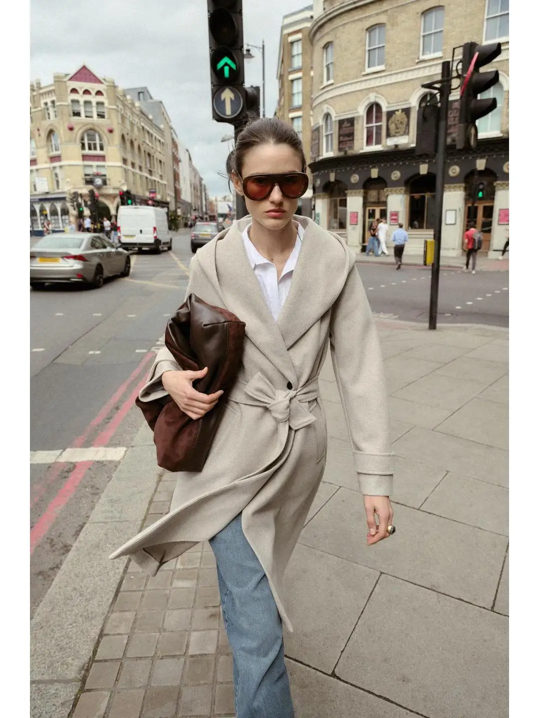 Early Autumn Double-Breasted Button Closure  Knot Long Sve Hooded Coat Jaet Warehouse ip Large Size Women...