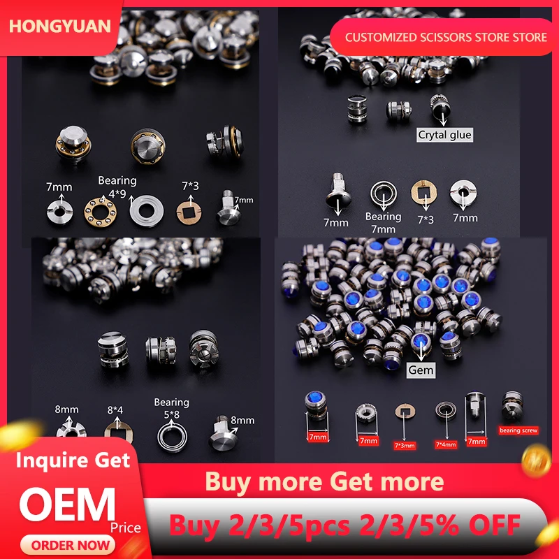 HONGYUAN 40/80Pcs Mixed Style Decorative Bearing Screws, Spare Replacement Repair Parts for Professional Salon Barber use
