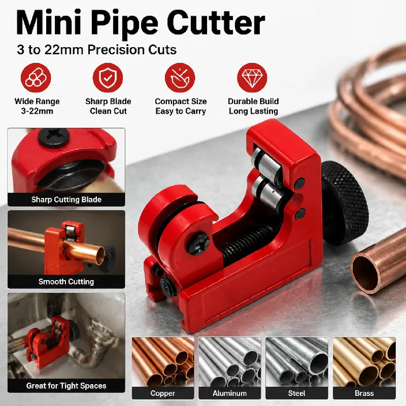 

3-22mm(1/8"-7/8")Quality Portable Mini Plumbing Tool Shear Copper Metal Tube Tubing Cutter Pipe Slice Aluminum Iron Knife Cut
