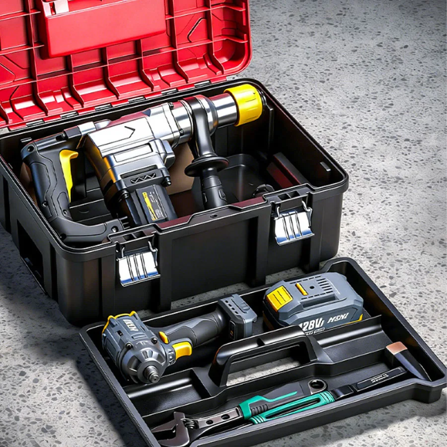 Multi Functional Household Electrical Toolbox, Portable Large Capacity Thickened Multi-Layer hardware Storage Box Toolbox