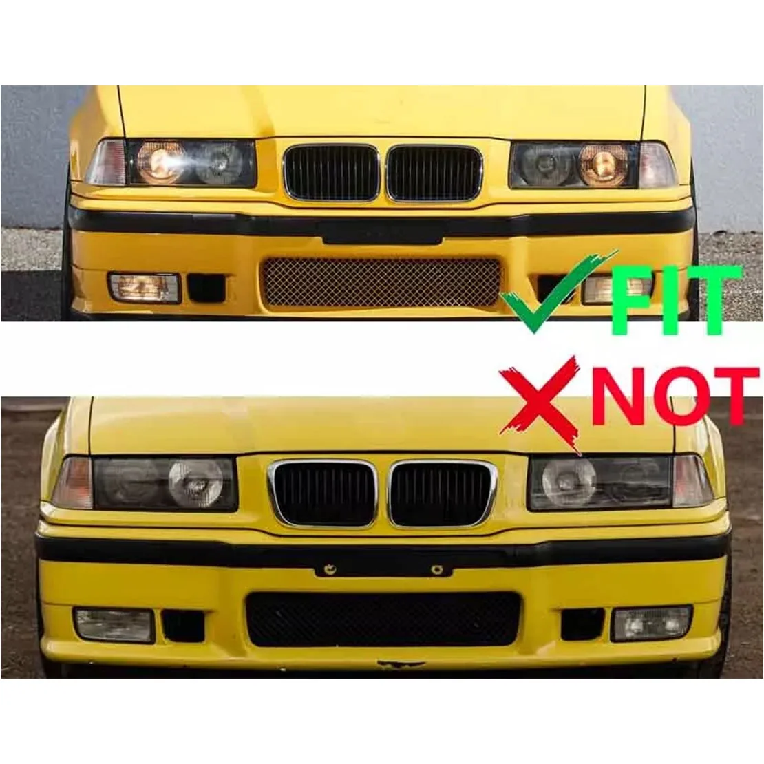 51138122238 Right Front Hood Bumper Kidney Grille Grill Fit for BMW E36 318is 325i M3 Coupe 1992 1993 1994 1995-1997 Plastic