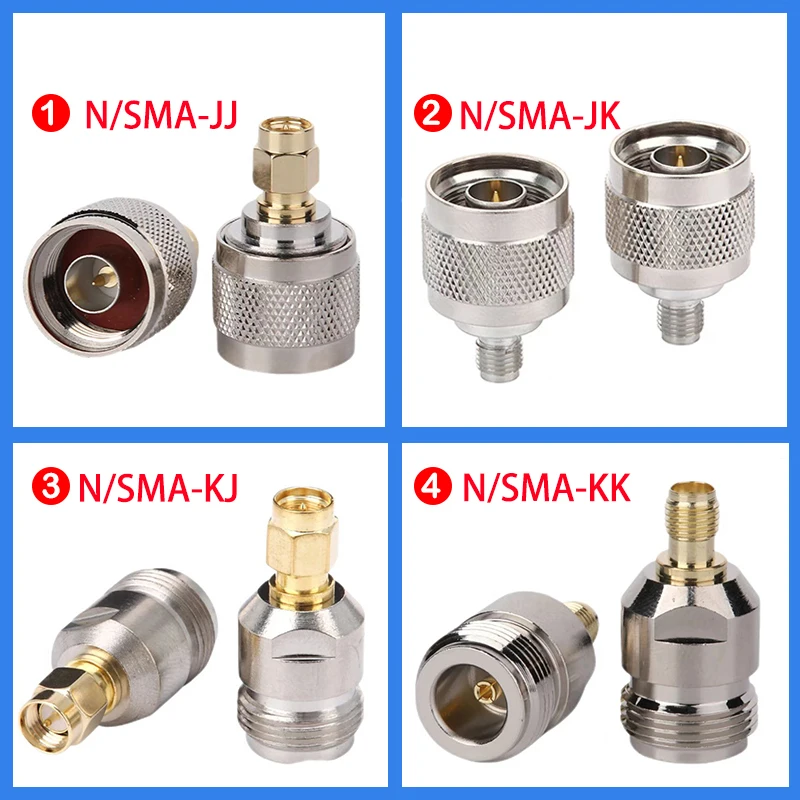 

4pcs RF Coaxial Connector N Male Female to SMA Male Female Adapter Connector Test Head N/SMA-JK N/SMA-KK N/SMA-KJ N/SMA-JJ
