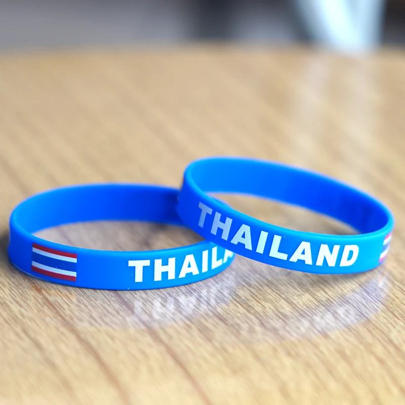 Customized 2pcs Thailand National Flag Wristband Sport Silicone Bracelet Rubber Band Commemorative Fashion Accessory