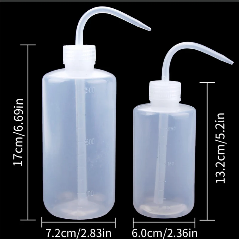 250/500/1000ml Capacity Tattoo Wash Clear White Plastic Squeeze Bottle Laboratory Measuring Bottle