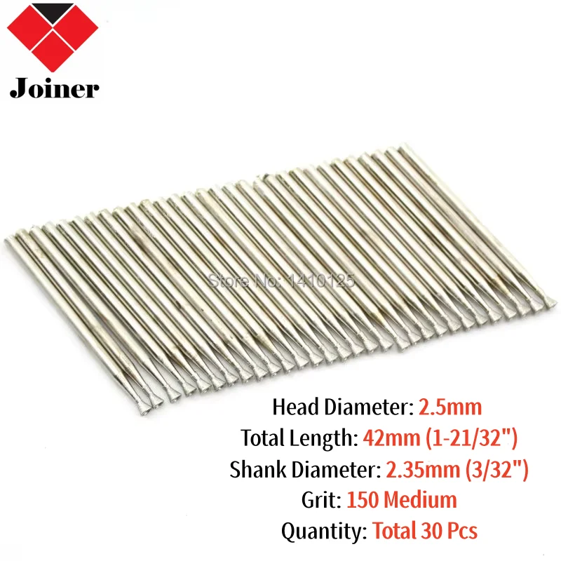 30 Pcs Bur Diamond Grinding Head 2.5mm SPHERICAL CONCAVE Jade Carving Burrs Rotary Bits Lapidary Tools for Stone