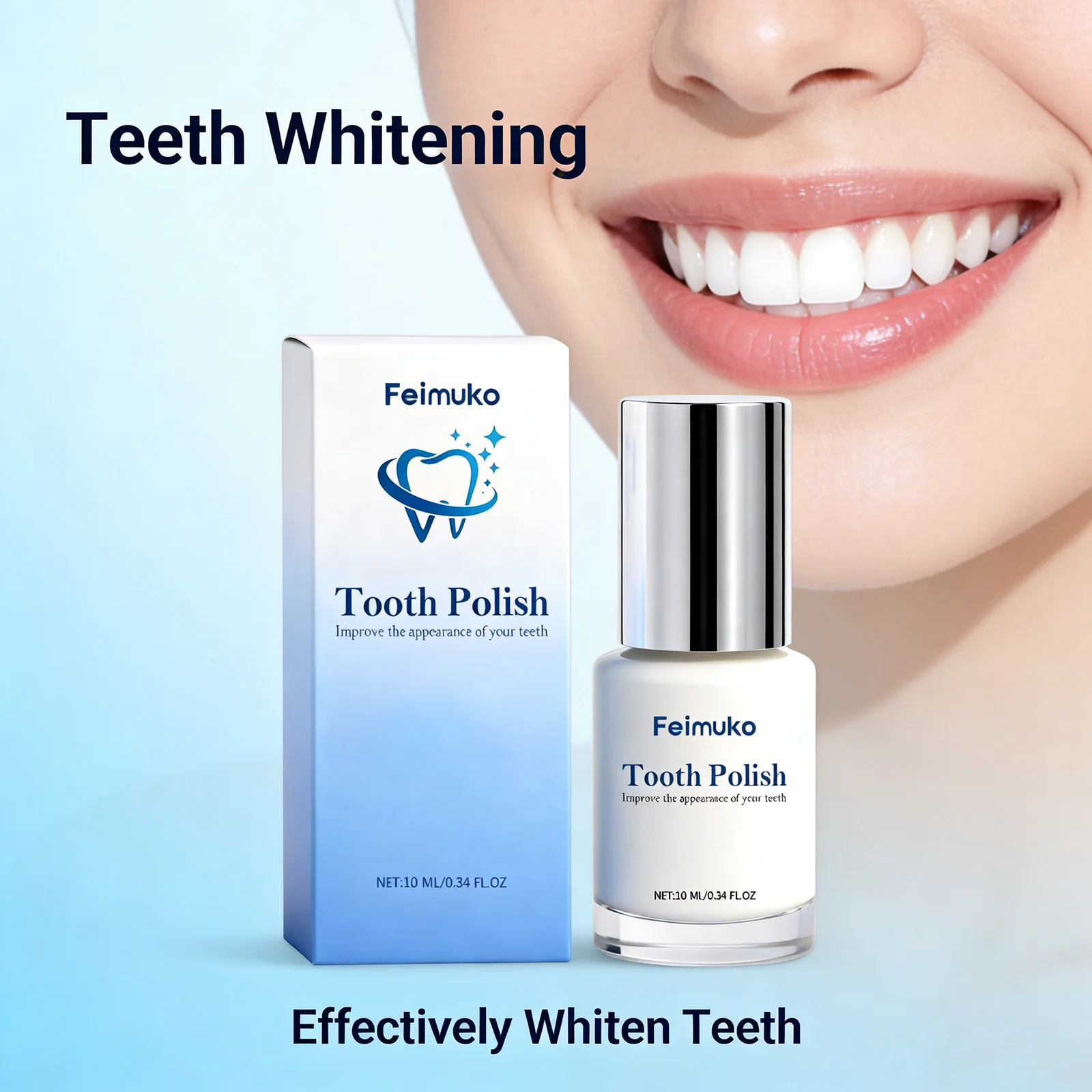 10ml Teeth Whitening Paint - Remove Stains & Pigments Brightening Tooth Enamel Safe Formula Anti-Yellowing Care for Fresh Breat