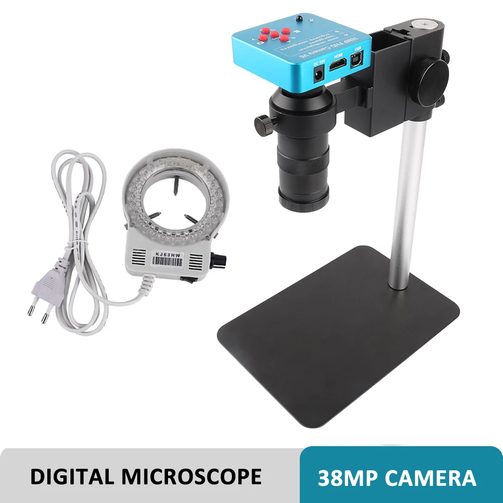 

HDMI USB Video Microscope Industrial Lab Microscope 38MP 1080P Camera 130X Zoom C Mount Lens For Mobile Phone Repair Soldering