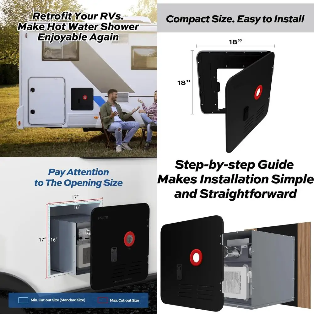 18x18 بوصة RV سخان المياه الباب الأسود استبدال لوحة الوصول عدة لسخانات Tankless فقط (سخان المياه غير المدرجة) #1