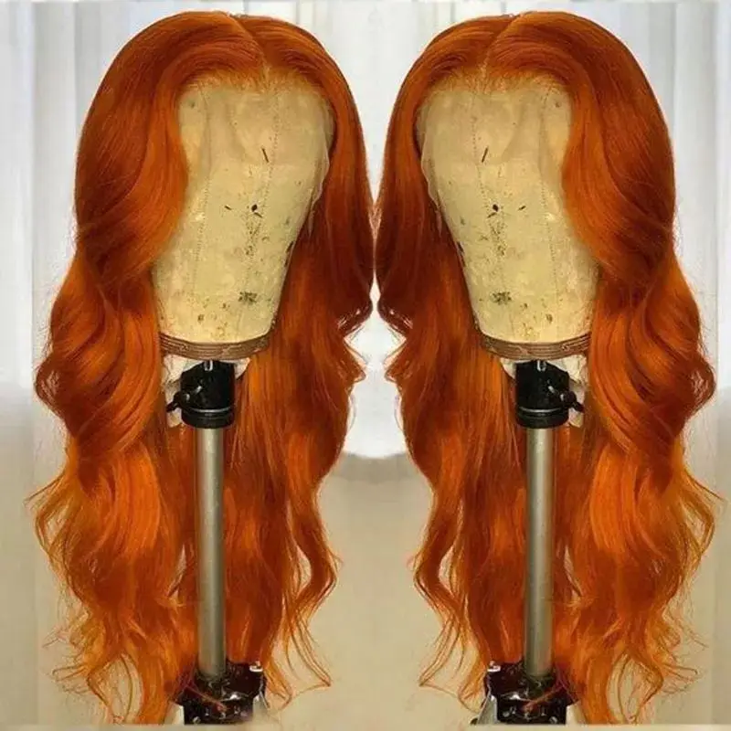 Webster Synthetic Wigs Long Body Wave Orange Lace Front Wigs For Balck Women Easy Wear Daily Use Heat Resistant Fiber Hair