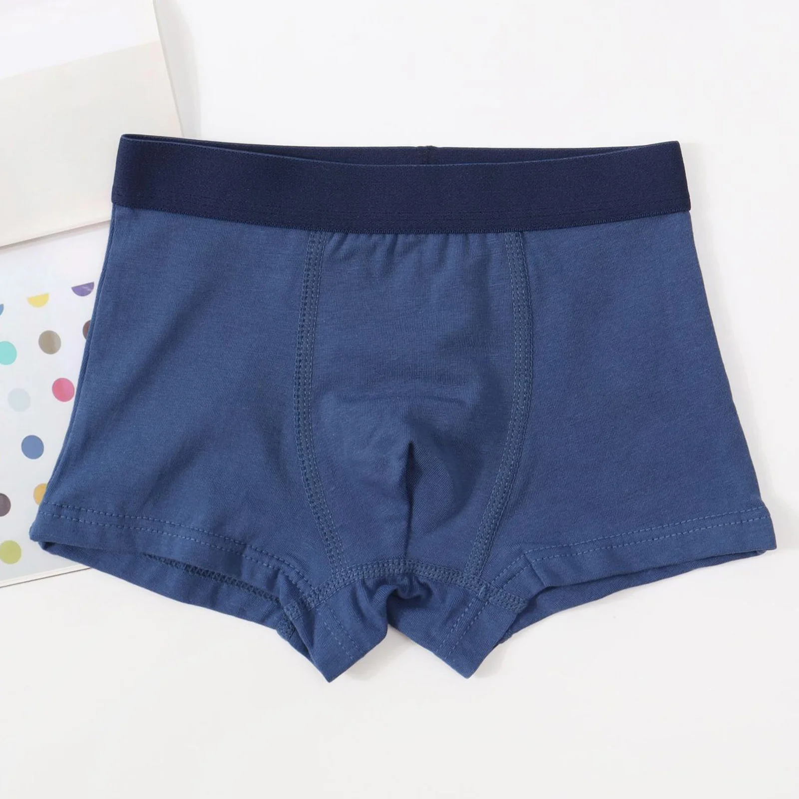 Boxer da allenamento fitness in cotone da 3 pezzi per bambini e ragazzi, intimo elastico a contrasto per abbigliamento sportivo da allenamento sportivo casual