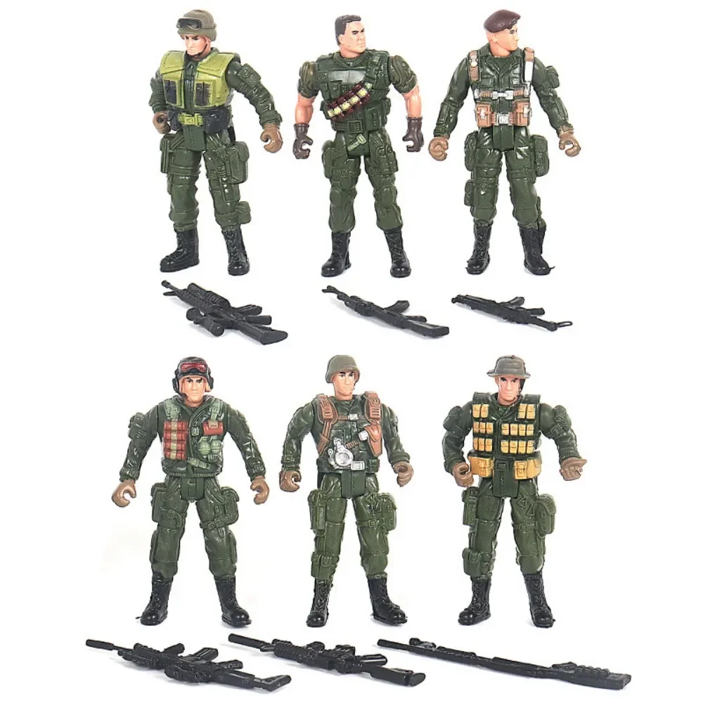 6/12Pcs Warrior Elite Force Military Action Figure Toys with Weapons 10cm Terrorist SWAT Team Soldiers for Children Playing Gift