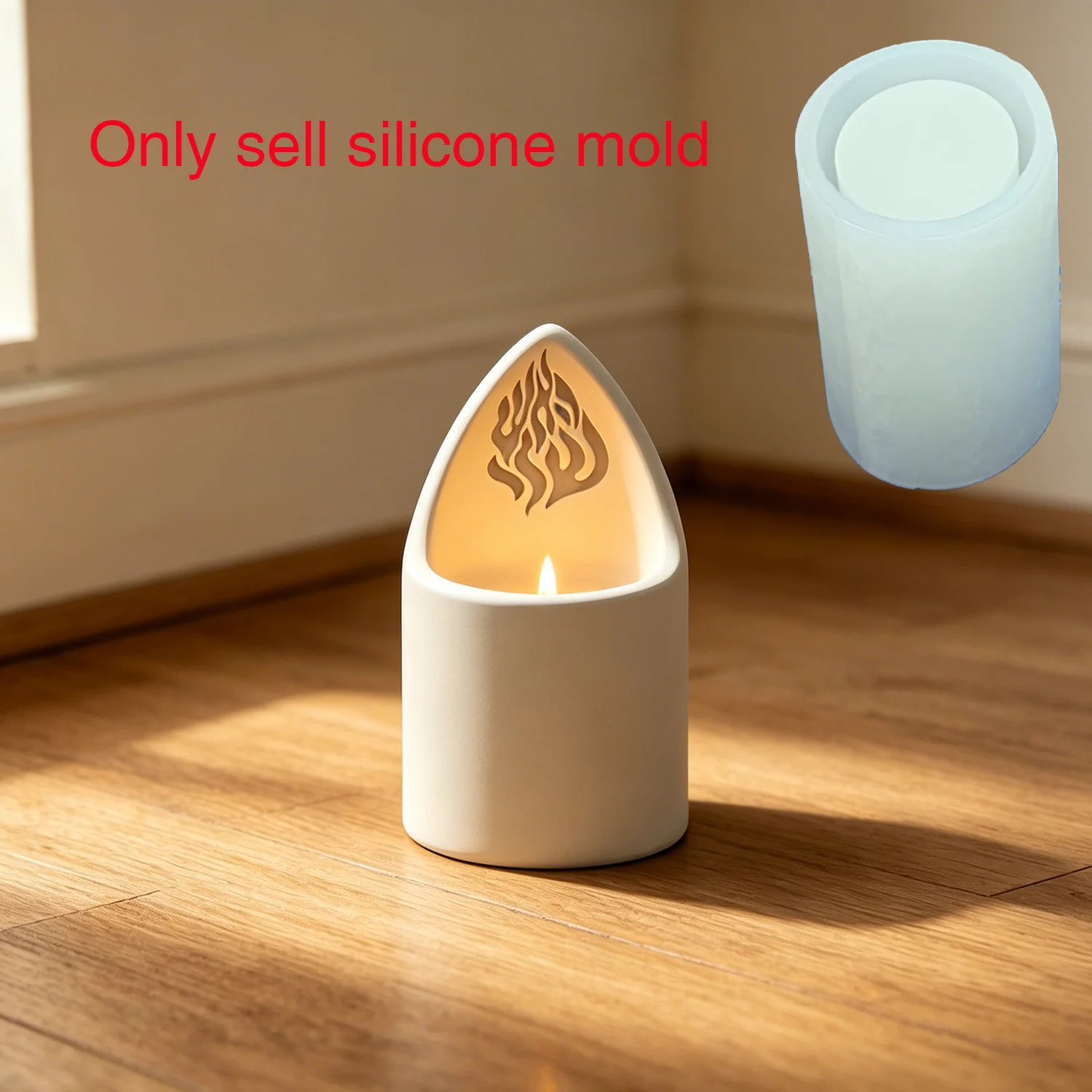 Flame Candle Holder Silicone Mold, Minimalist Conical Gypsum Plaster Candlestick Mould for DIY Handmade Home Decor Casting