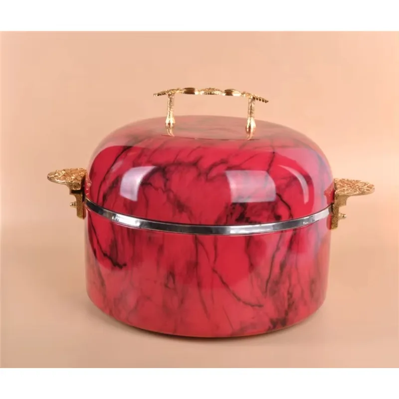 2026 New High Quality Round Marble Polished 4PCS Set Stainless Steel Insulation Lunch Box Food Insulator Container