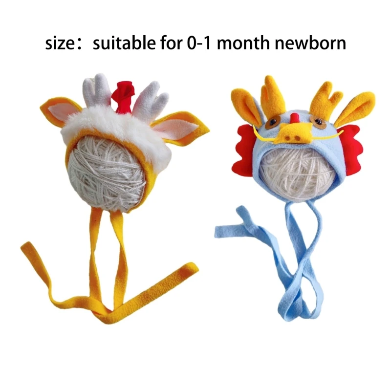 Infant Photography Props Plush Dragon Hat Baby Photoshoot Zodiac Dragon Headgear top quality