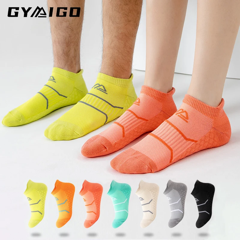 

GYMIGO High Quality Men Ankle Socks Bright Color Breathable Sports Socks Casual Gym Winter Thick Low Cut Terry Socks