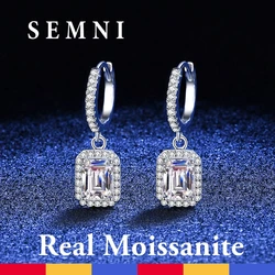 SEMNI 2.0ct Moissanite Emerald and Radiant Cut Drop Earrings for Women Girls Luxury Wedding Jewelry Gift 925 Sterling Silver