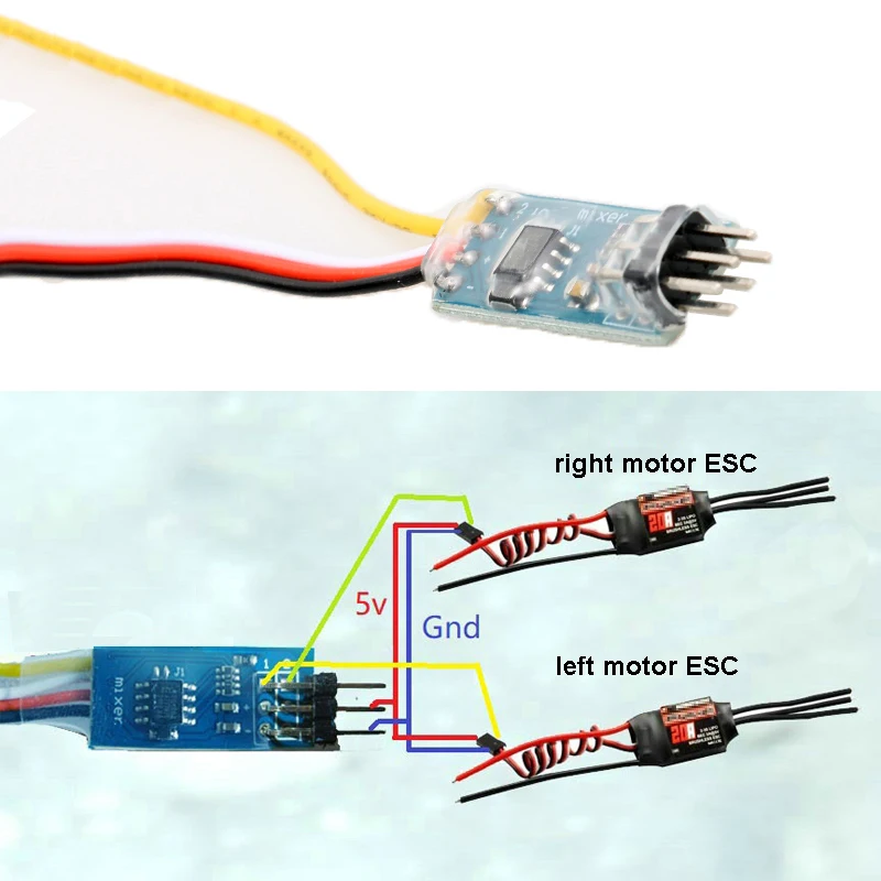 Two-way Mix Control Speed Difference Delta Wing V Tail Debounce Function for DIY RC Model Tank Boat Car Motors Accessories