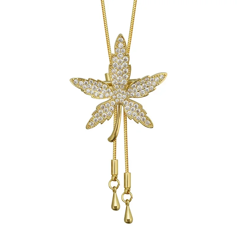 

Women's corsages in the style of double sweater chains, multi-functional and elegant necklaces in the style of long leaves