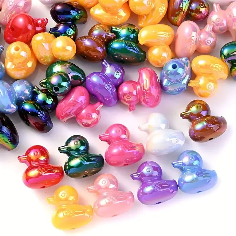 DW11 5/10pcs Fashion Colorful 3D Cartoon Duck Beads Cartoon Beads DIY Jewelry Handmade Diy Chain Bracelet Pendant Accessories