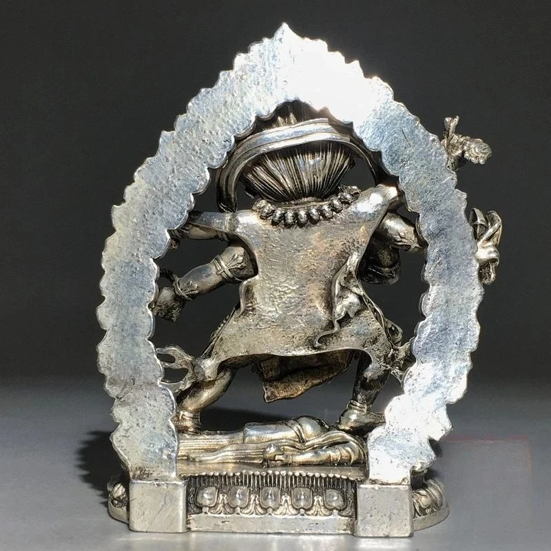Tibetan Guardian Deity Mahakala Six-Armed Statue Home Worship Decorative Copper Ornament Living Room Decoration