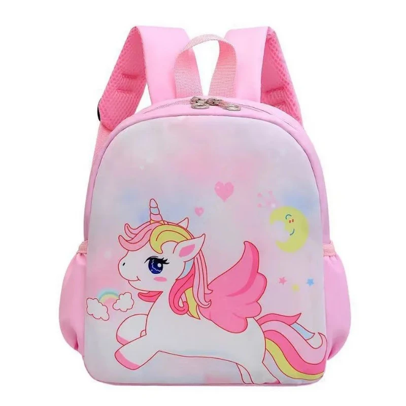 Kindergarten boys and girls burden-reducing and anti-lost fashionable and versatile student bags with cartoon unicorn prints