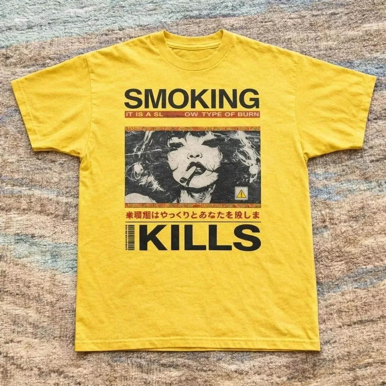 American Street Style SMOKING IT ISASL OW TYPE OF BURN Oversized Y2K T-Shirt Neck Short Sleeve T-Shirt Women Men Graphic