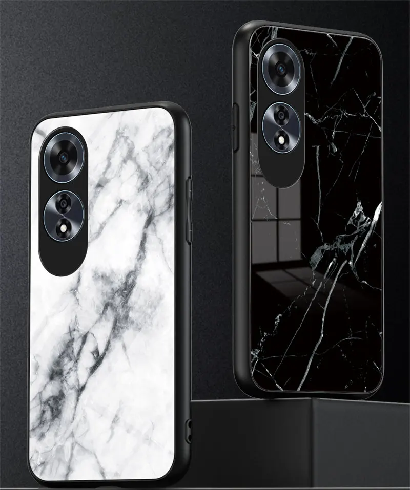 Oppo A60 OppoA60 CPH2631 Case Marble Grain Shockproof Tempered Glass Back Cover Hard Phone Case for Oppo A60 OppoA60 4G CPH2631