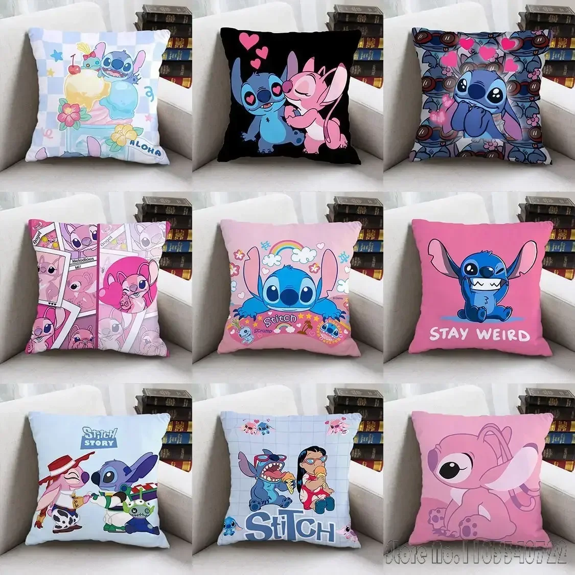 Disney Stitch Lucky Dragon Anime Cushion Cover Plush Pillowcase Pillow Case Sofa Car Home Decor 45x45cm Kids Gift