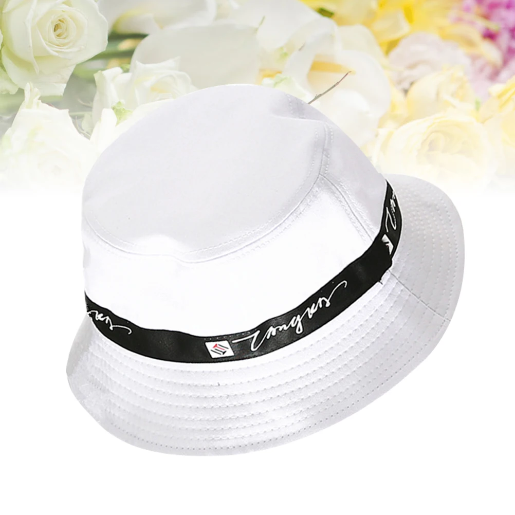 

Japanese Style Cotton Bucket Hat Lightweight Solid Color Sun Hat For Summer Beach Vacation Travel Fishing White