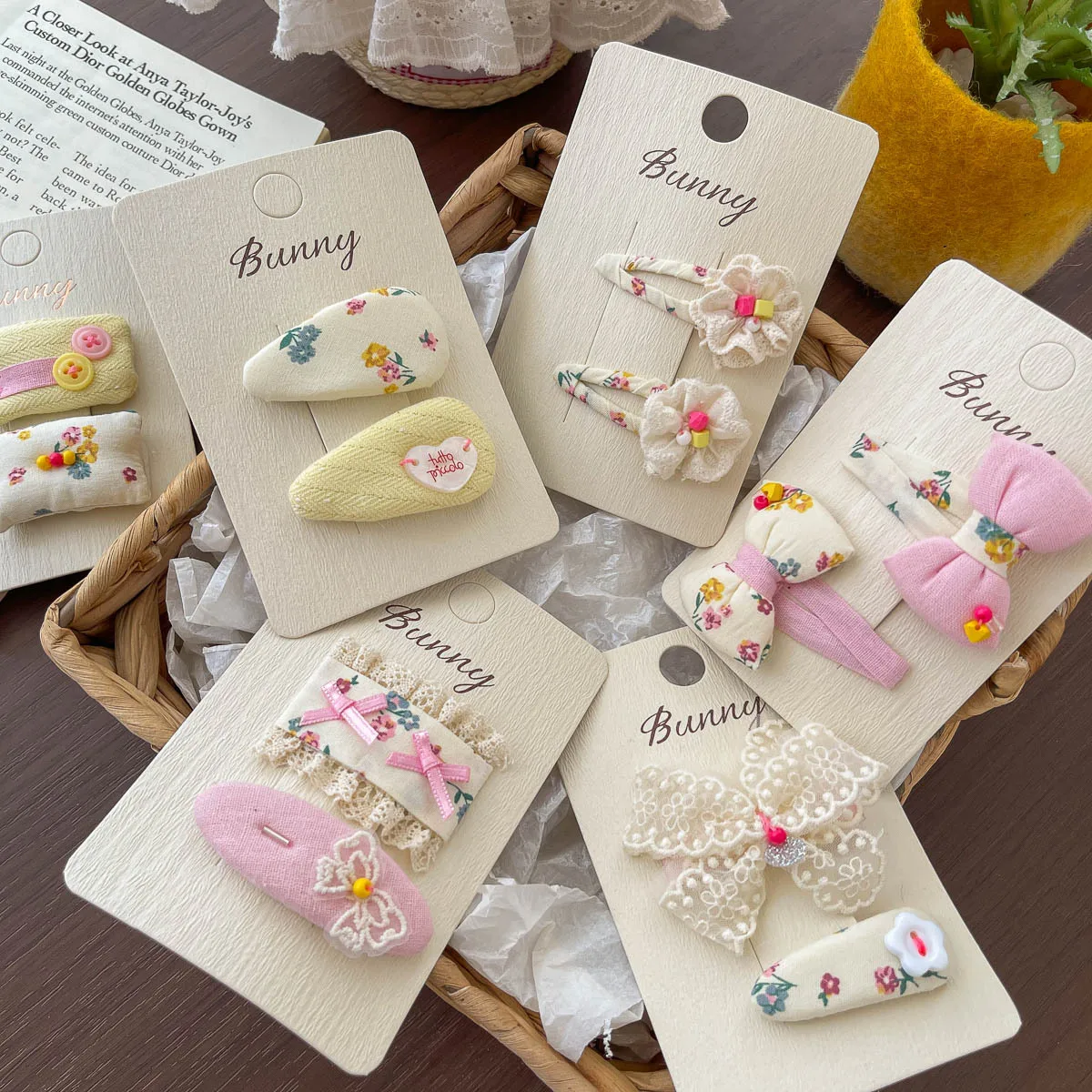 2pcs Flower Children's Hairpin BB Clip Girl Sweet Bow Bangs Side Clip Hairpin Hair Clip Barrettes Headwear Kids Hair Accessories