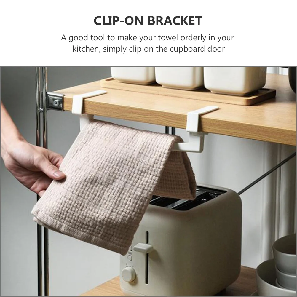 

4pcs Plastic Rack Clip-On Design For Bathroom Kitchen Cabinet Door Behind Over The Door Towel Shelf Washcloths Organizer Stand