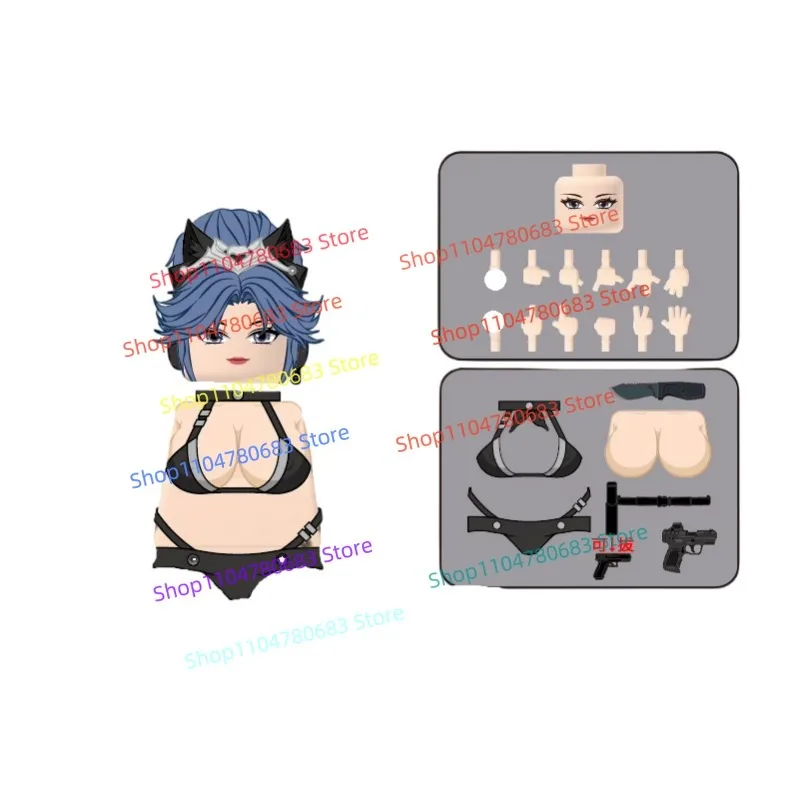 MOC اللبنات شخصية صغيرة معركة فتاة التجمع نموذج تمثال الكرتون أنيمي لعبة الزخرفية هدية عيد تحصيل