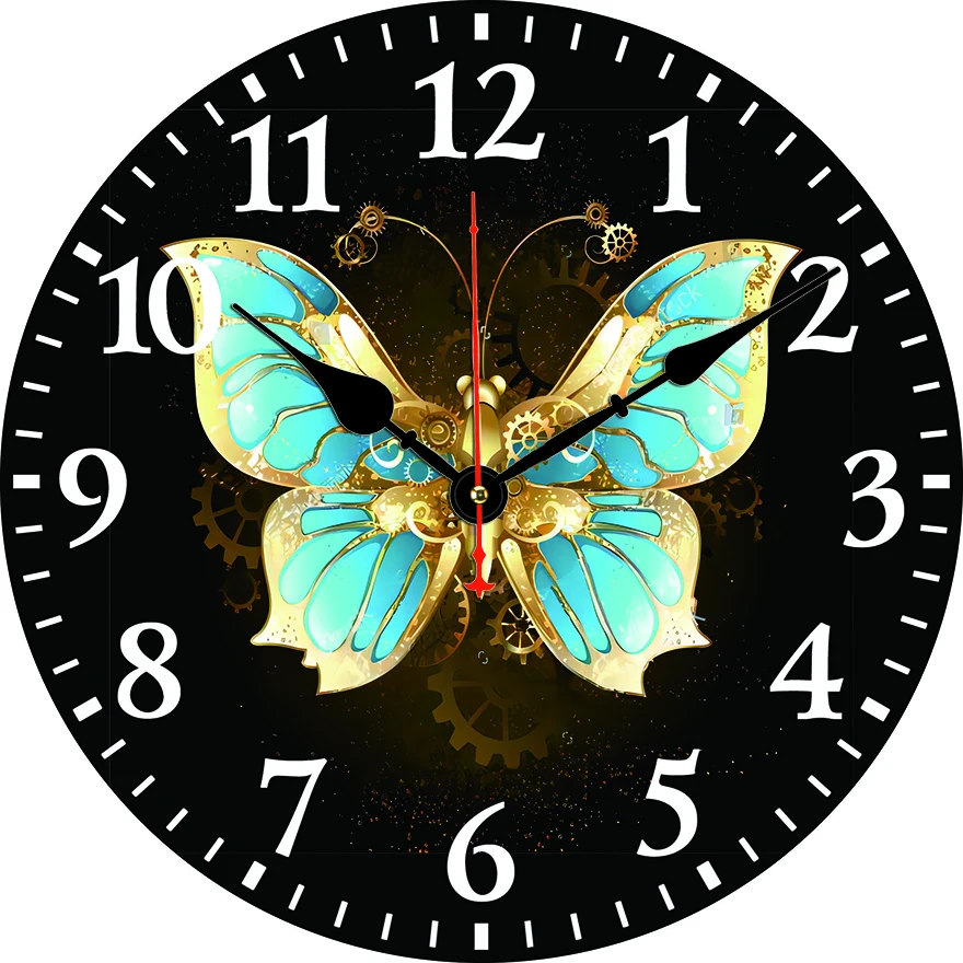 Reloj de pared redondo de mariposa para sala de estar, dormitorio, cocina, decoración del hogar, reloj de pared, reloj de cuarzo silencioso, artículos de decoración del hogar